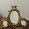 Antique Gold Metal Crown Triple Photo Frame for Multiple Pictures Home Decor